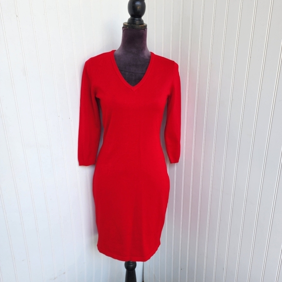 Calvin Klein Dresses & Skirts - Calvin Klein Dress Womens Small Red Knit Sheath Knee Length Classic Cocktail S